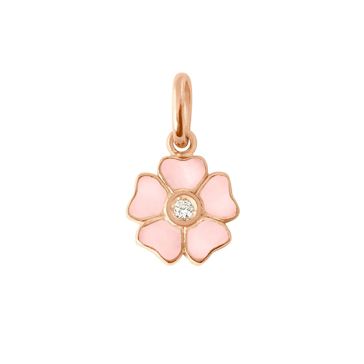 Flower Classic Gigi Baby Pink diamond necklace, Rose Gold, 16.5