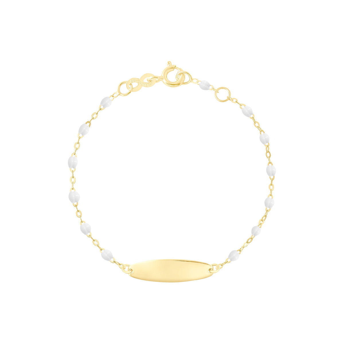 Little Gigi White bracelet, Oval plaque, Yellow Gold, 5.9