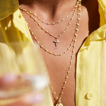 Gigi Clozeau - Croix Lumière Coral Diamond Necklace, Rose Gold, 16.5"