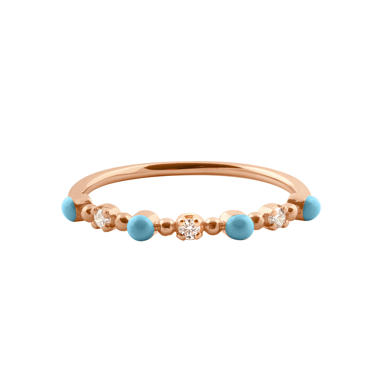 Gigi Clozeau - Classic Gigi 3 Diamond Turquoise Ring, Rose Gold, Size 4.75