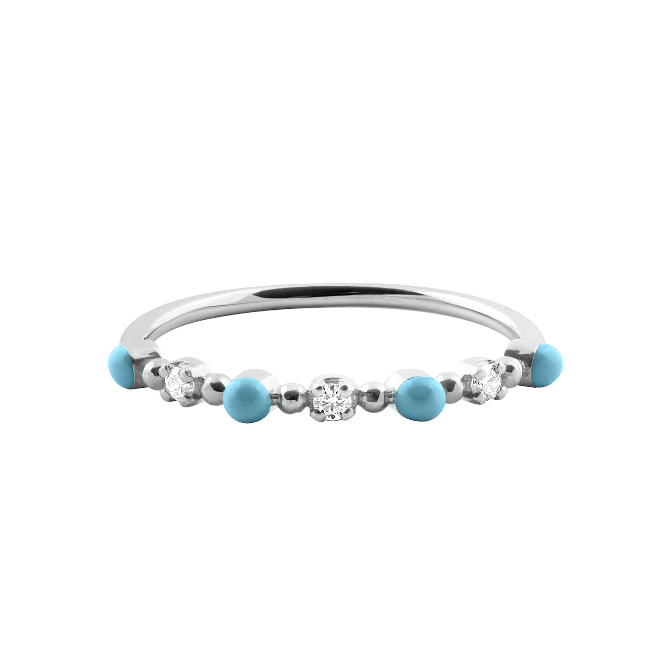 Gigi Clozeau - Classic Gigi 3 Diamond Turquoise Ring, White Gold, Size 4.75