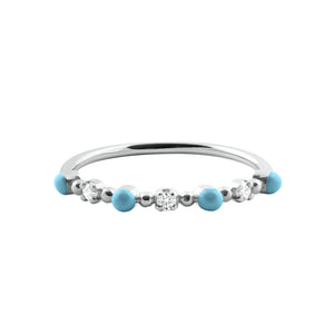 Gigi Clozeau - Classic Gigi 3 Diamond Turquoise Ring, White Gold, Size 5.25