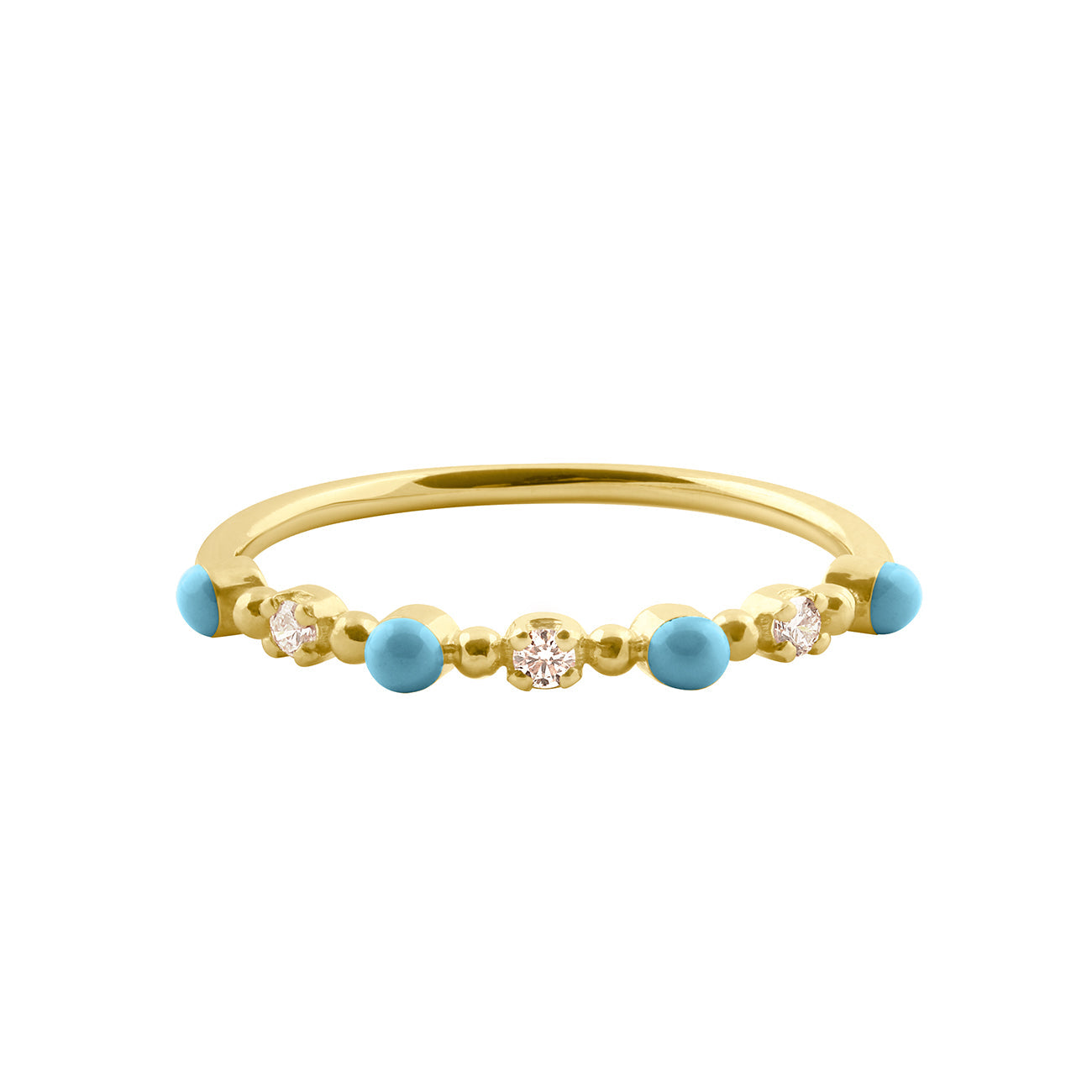 Gigi Clozeau - Classic Gigi 3 Diamond Turquoise Ring, Yellow Gold, Size 4.75