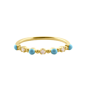 Gigi Clozeau - Classic Gigi 3 Diamond Turquoise Ring, Yellow Gold, Size 5.25