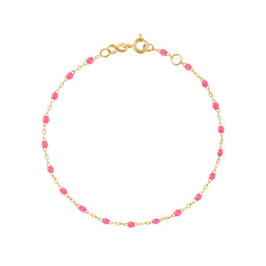 Gigi Clozeau - Classic Gigi Pink Anklet, Yellow Gold, 9.4"