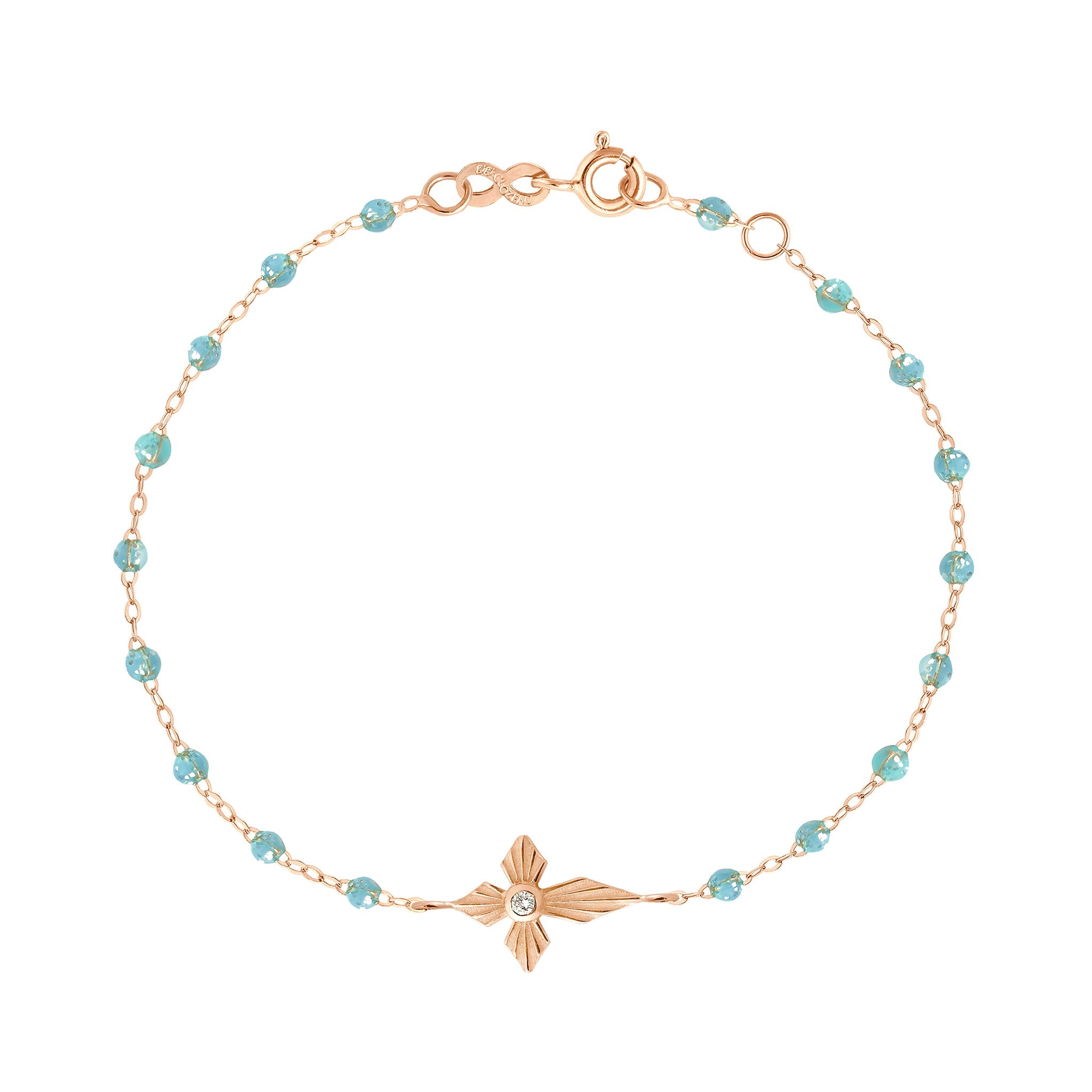 Gigi Clozeau - Croix Lumière Aqua Diamond Bracelet, Rose Gold, 6.7"