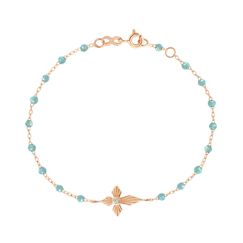 Gigi Clozeau - Croix Lumière Aqua Diamond Bracelet, Rose Gold, 6.7