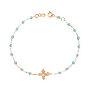 Gigi Clozeau - Croix Lumière Aqua Diamond Bracelet, Rose Gold, 6.7"