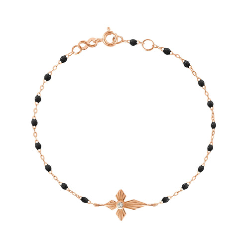 Gigi Clozeau - Croix Lumière Black Diamond Bracelet, Rose Gold, 6.7