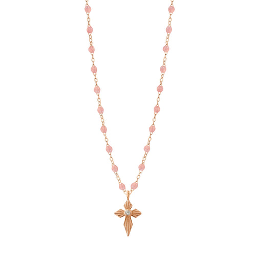 Gigi Clozeau - Croix Lumière Blush Diamond Necklace, Rose Gold, 16.5