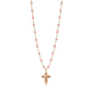 Gigi Clozeau - Croix Lumière Blush Diamond Necklace, Rose Gold, 16.5"