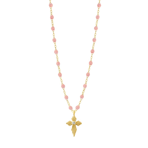 Gigi Clozeau - Croix Lumière Blush Diamond Necklace, Yellow Gold, 16.5