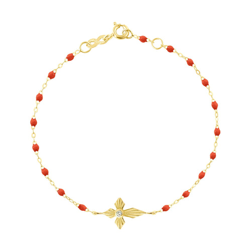 Gigi Clozeau - Croix Lumière Coral Diamond Bracelet, Yellow Gold, 6.7