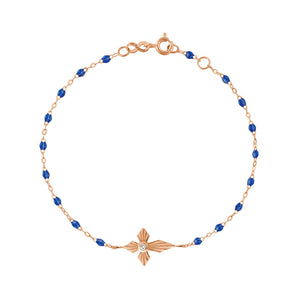 Gigi Clozeau - Croix Lumière Lapis Diamond Bracelet, Rose Gold, 6.7"