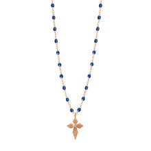 Gigi Clozeau - Croix Lumière Lapis Diamond Necklace, Rose Gold, 16.5"