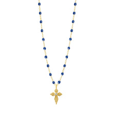 Gigi Clozeau - Croix Lumière Lapis Diamond Necklace, Yellow Gold, 16.5"