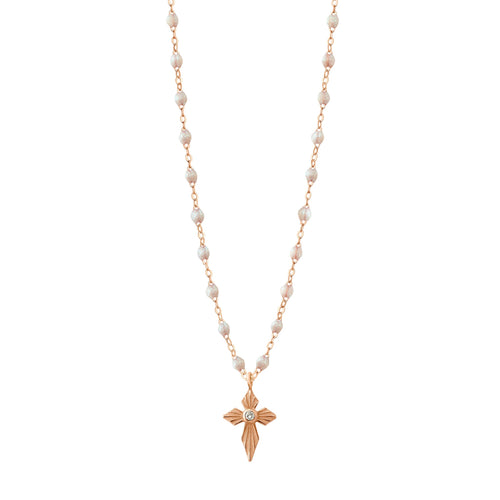 Gigi Clozeau - Croix Lumière Opal Diamond Necklace, Rose Gold, 16.5