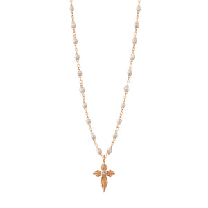 Gigi Clozeau - Croix Lumière Opal Diamond Necklace, Rose Gold, 16.5"