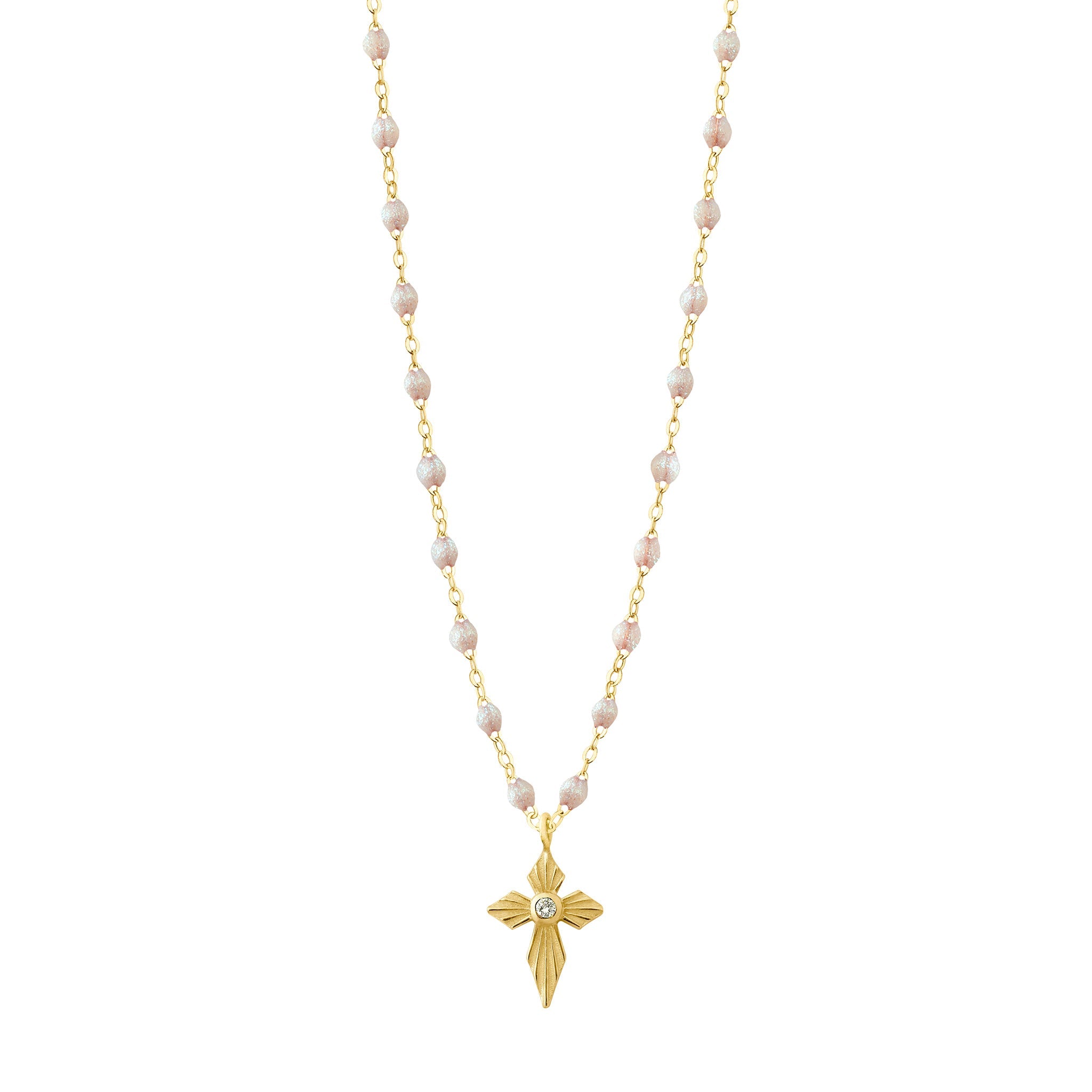 Gigi Clozeau - Croix Lumière Opal Diamond Necklace, Yellow Gold, 16.5"