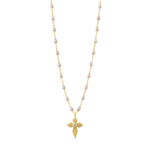 Gigi Clozeau - Croix Lumière Opal Diamond Necklace, Yellow Gold, 16.5