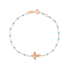 Gigi Clozeau - Croix Lumière Turquoise Diamond Bracelet, Rose Gold, 6.7"