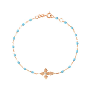 Gigi Clozeau - Croix Lumière Turquoise Diamond Bracelet, Rose Gold, 6.7"