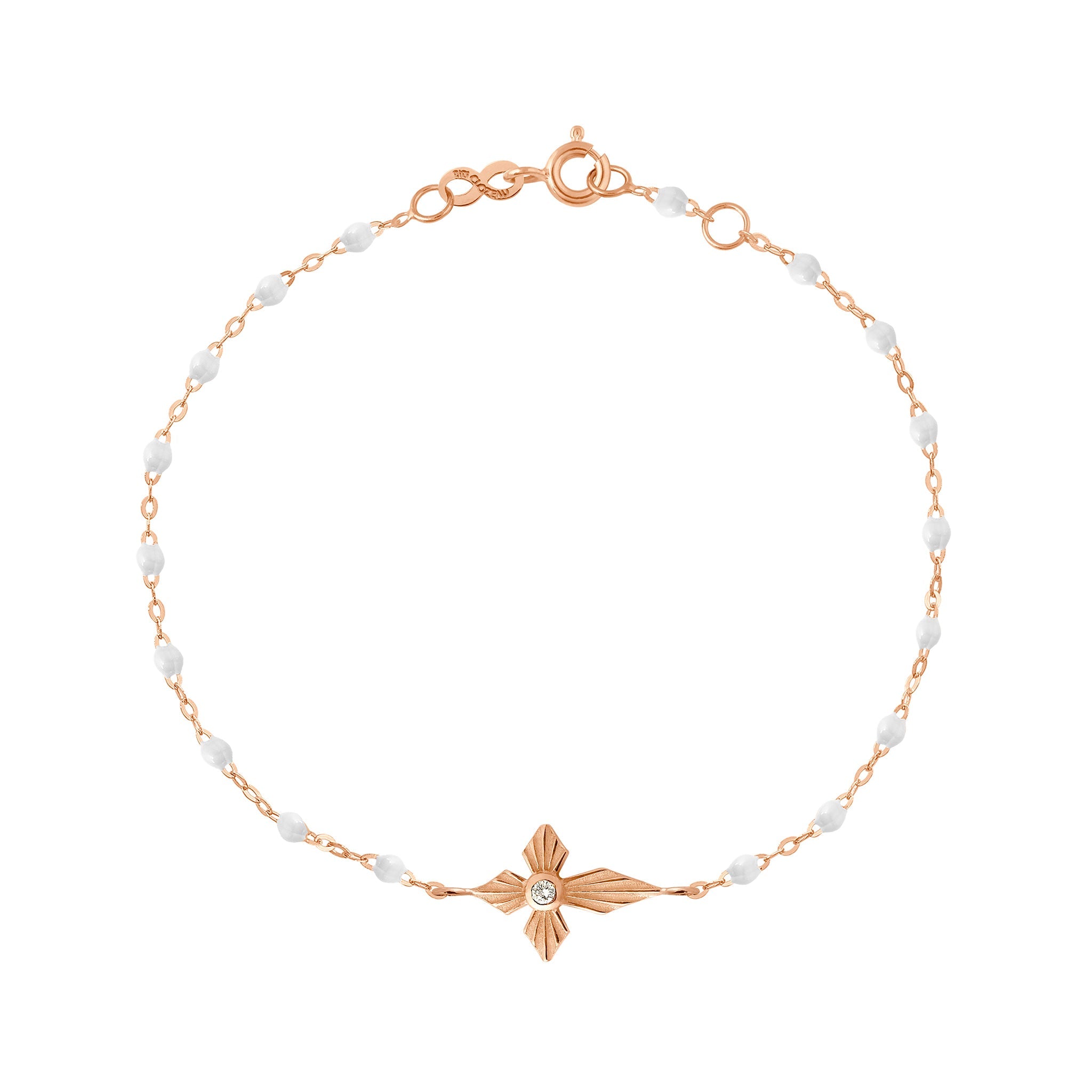 Gigi Clozeau - Croix Lumière White Diamond Bracelet, Rose Gold, 6.7"