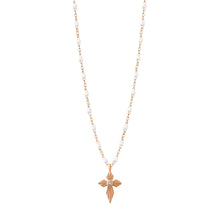 Gigi Clozeau - Croix Lumière White Diamond Necklace, Rose Gold, 16.5"