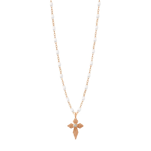 Gigi Clozeau - Croix Lumière White Diamond Necklace, Rose Gold, 16.5