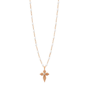 Gigi Clozeau - Croix Lumière White Diamond Necklace, Rose Gold, 16.5"