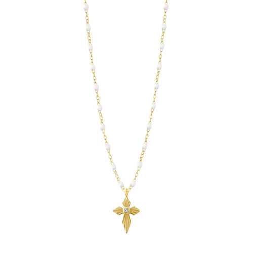 Gigi Clozeau - Croix Lumière White Diamond Necklace, Yellow Gold, 16.5