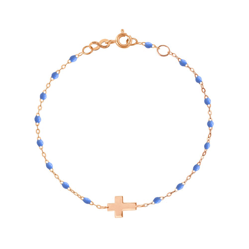 Gigi Clozeau - Cross Charm Classic Gigi Bleuet bracelet, Rose Gold, 6.7