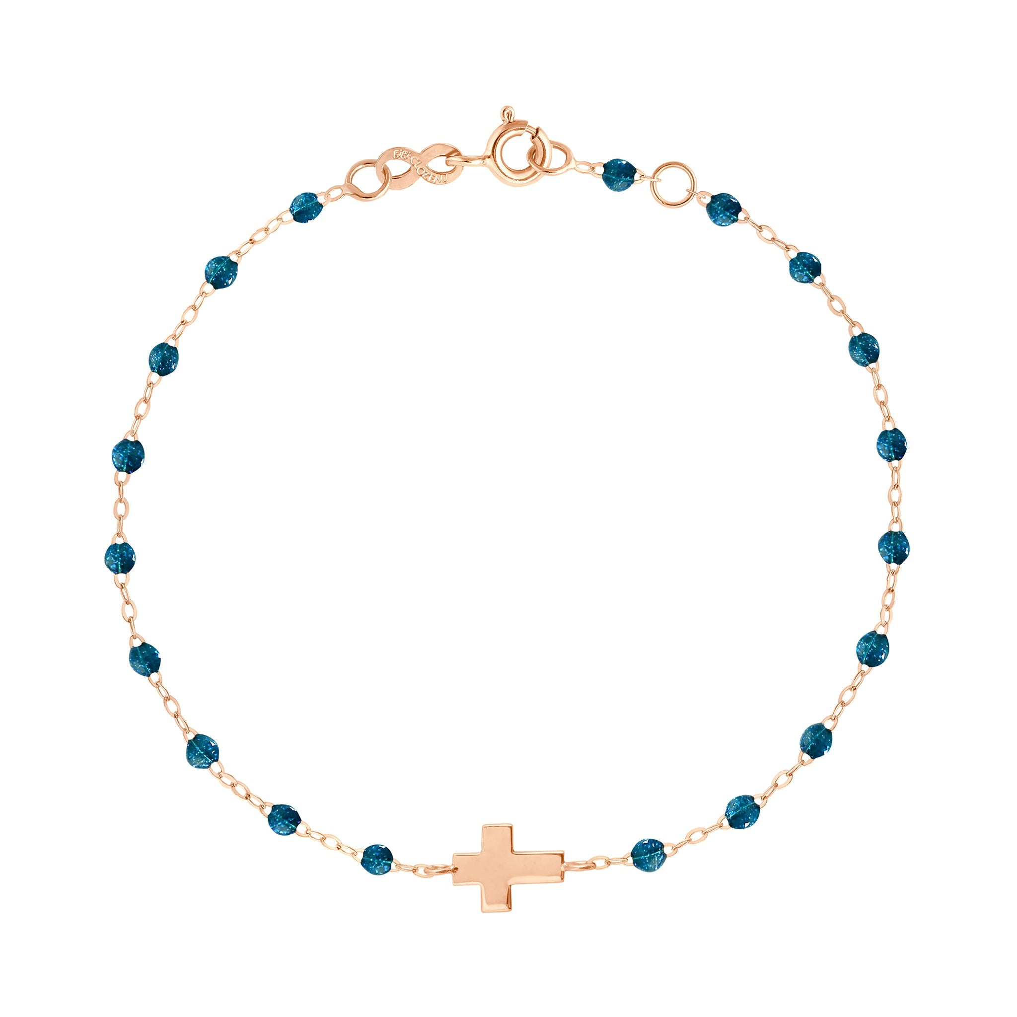 Gigi Clozeau - Cross Charm Classic Gigi Jungle bracelet, Rose Gold, 6.7"