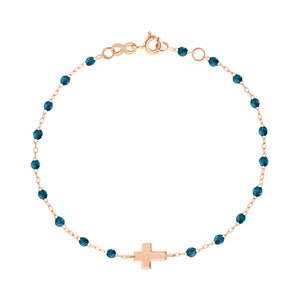 Gigi Clozeau - Cross Charm Classic Gigi Jungle bracelet, Rose Gold, 6.7"