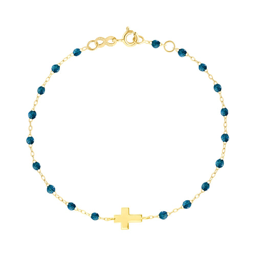 Gigi Clozeau - Cross Charm Classic Gigi Jungle bracelet, Yellow Gold, 6.7