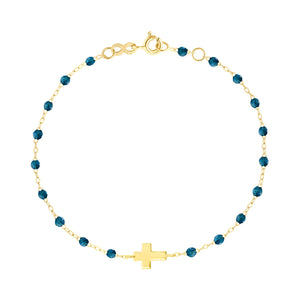 Gigi Clozeau - Cross Charm Classic Gigi Jungle bracelet, Yellow Gold, 6.7"