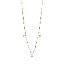 Gigi Clozeau - Gigi Supreme Classic 3 Diamond Necklace, Silver, Yellow Gold, 17.7"