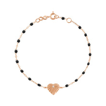 Gigi Clozeau - Heart Lumière Black Diamond Bracelet, Rose Gold, 6.7"