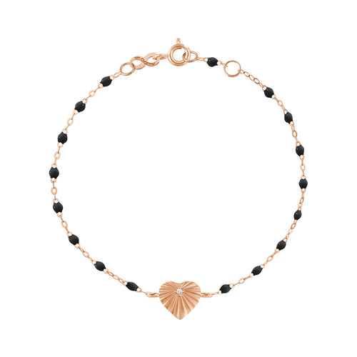 Gigi Clozeau - Heart Lumière Black Diamond Bracelet, Rose Gold, 6.7