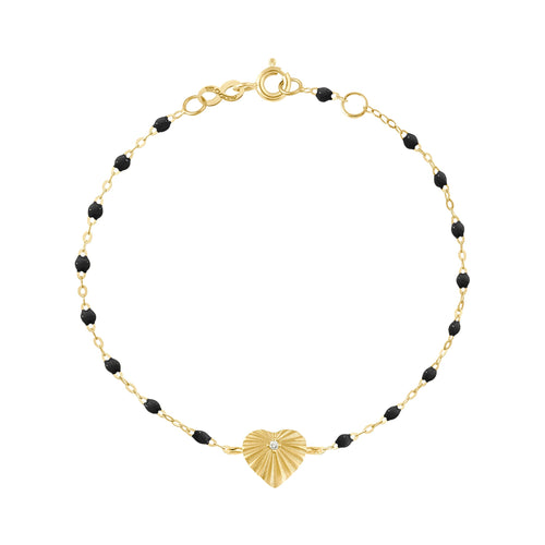 Gigi Clozeau - Heart Lumière Black Diamond Bracelet, Yellow Gold, 6.7