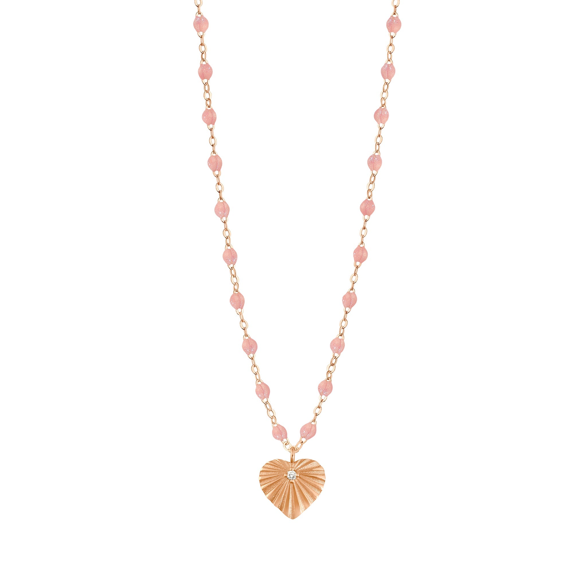 Gigi Clozeau - Heart Lumière Blush Diamond Necklace, Rose Gold, 16.5"