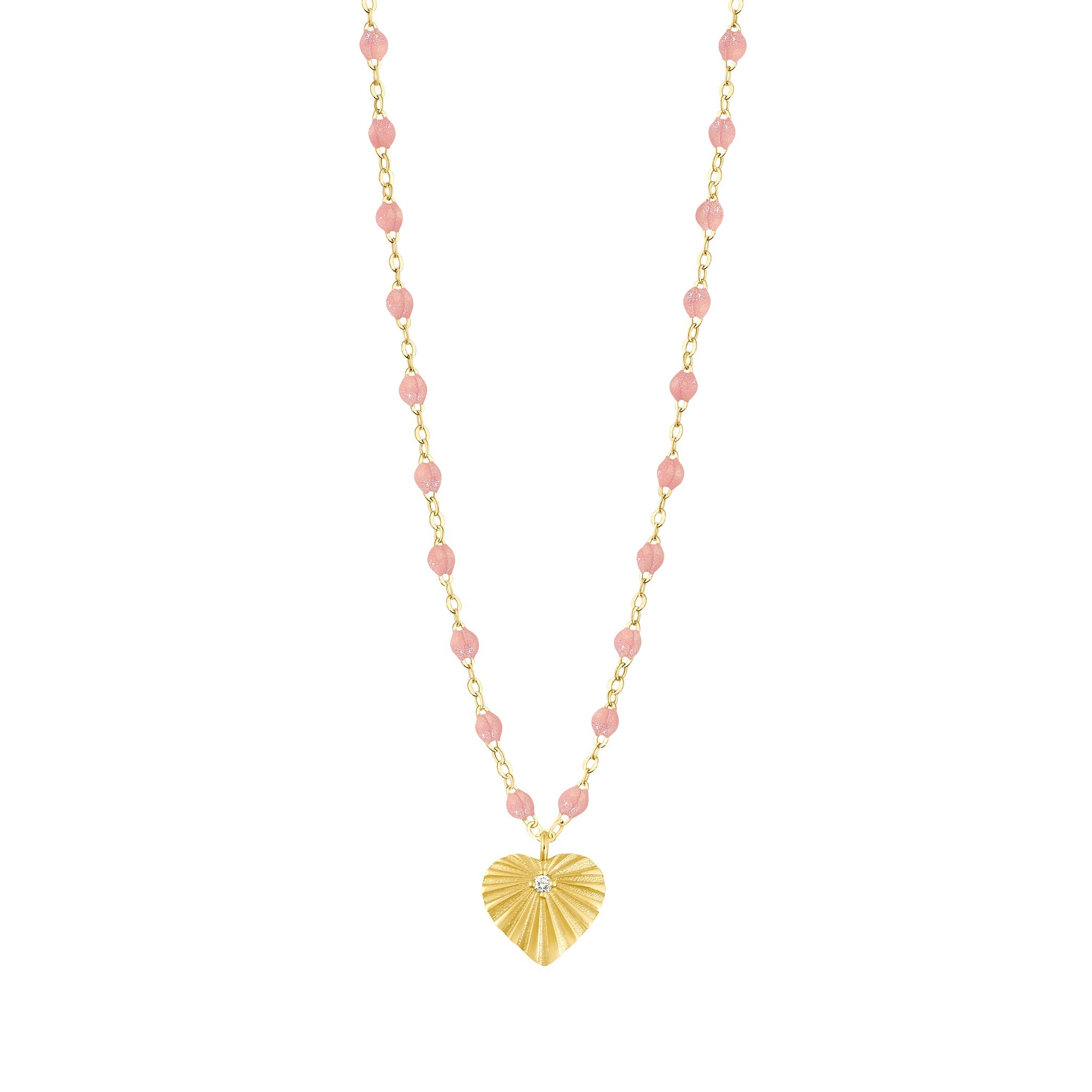 Gigi Clozeau - Heart Lumière Blush Diamond Necklace, Yellow Gold, 16.5"