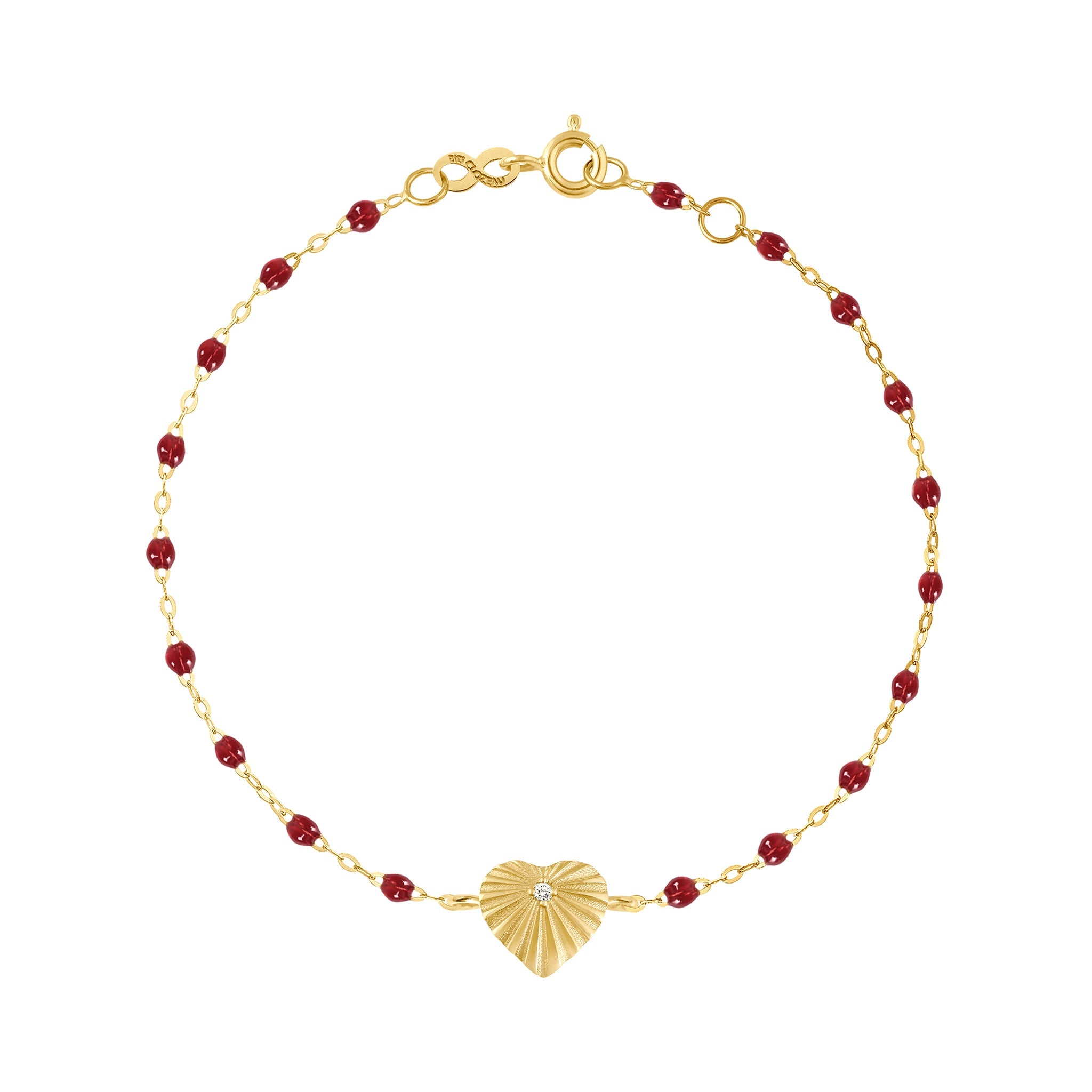 Gigi Clozeau - Heart Lumière Cherry Diamond Bracelet, Yellow Gold, 6.7"