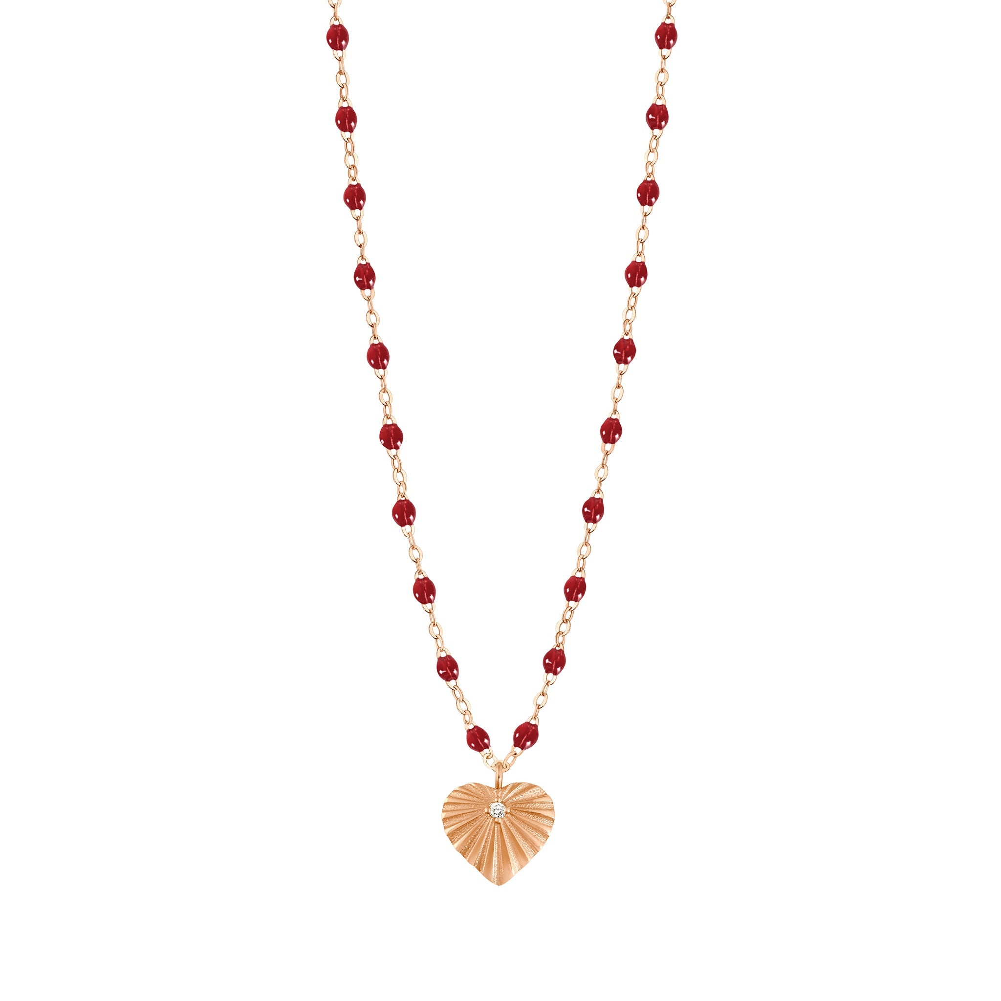 Gigi Clozeau - Heart Lumière Cherry Diamond Necklace, Rose Gold, 16.5"