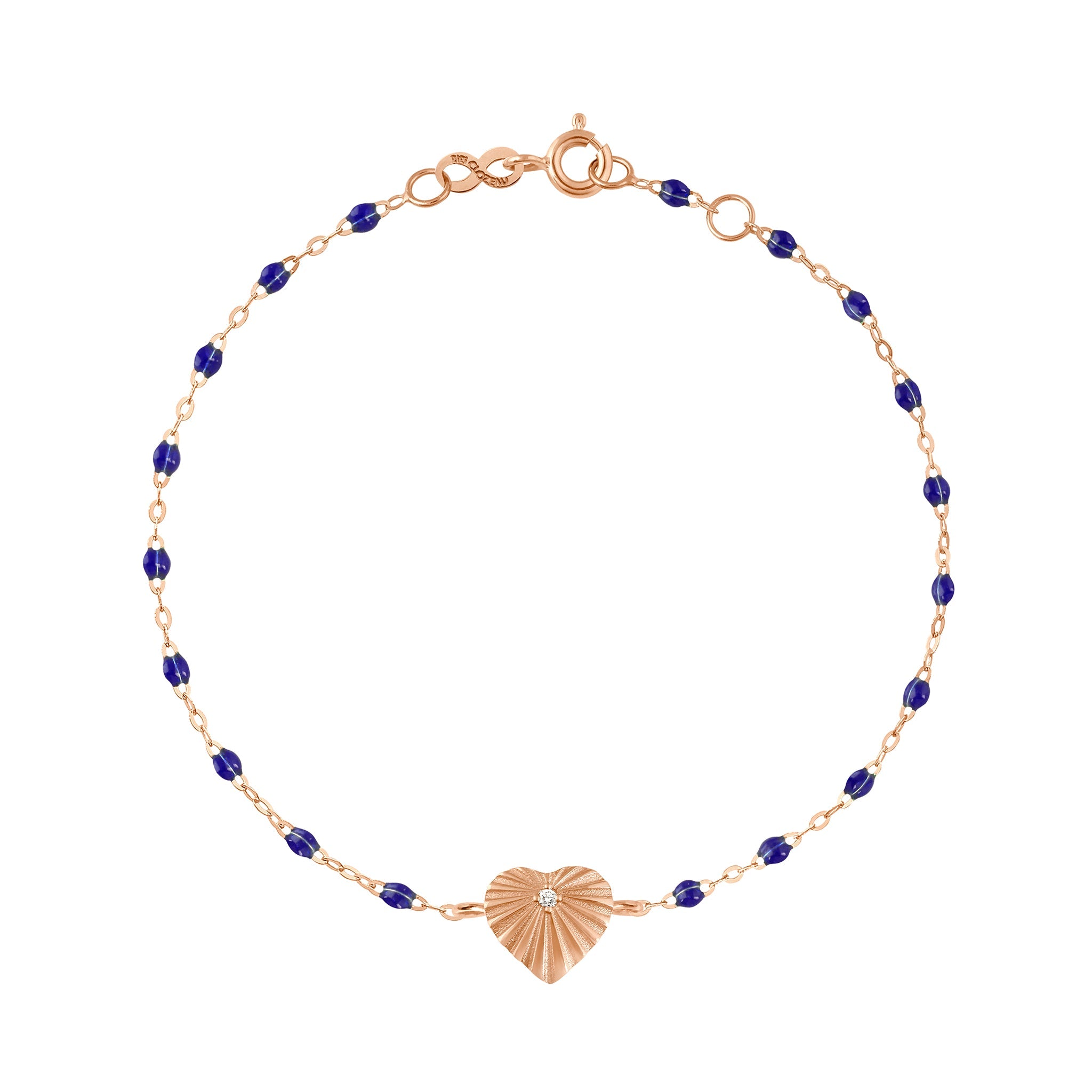 Gigi Clozeau - Heart Lumière Lapis Diamond Bracelet, Rose Gold, 6.7"