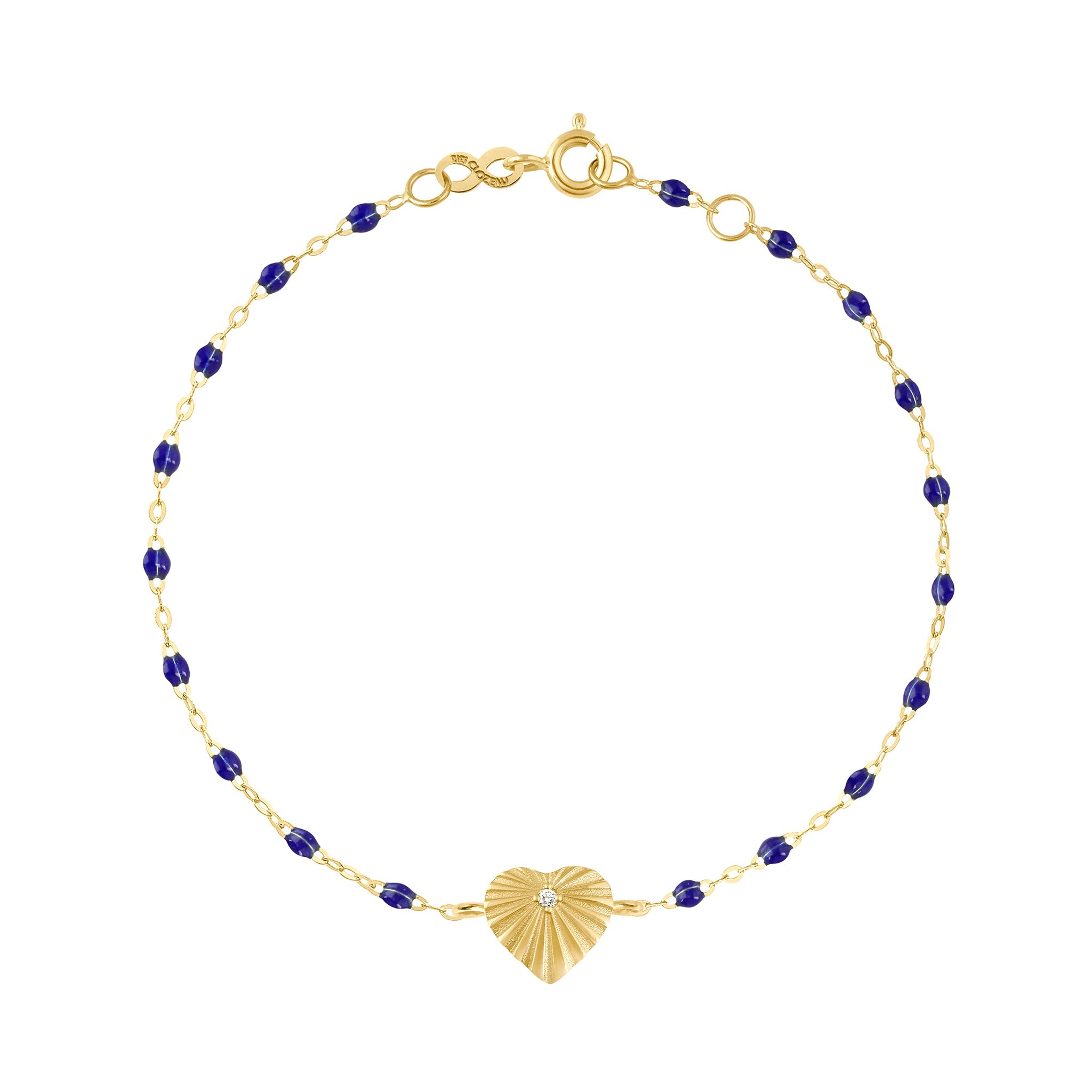 Gigi Clozeau - Heart Lumière Lapis Diamond Bracelet, Yellow Gold, 6.7"