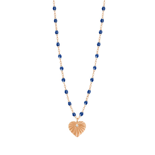 Gigi Clozeau - Heart Lumière Lapis Diamond Necklace, Rose Gold, 16.5