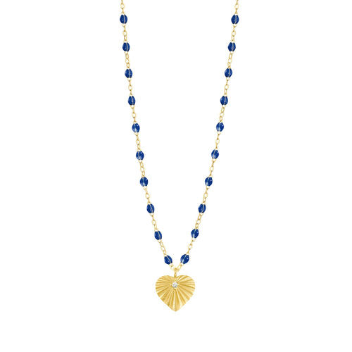 Gigi Clozeau - Heart Lumière Lapis Diamond Necklace, Yellow Gold, 16.5