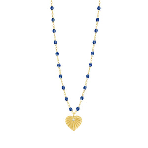 Gigi Clozeau - Heart Lumière Lapis Diamond Necklace, Yellow Gold, 16.5"