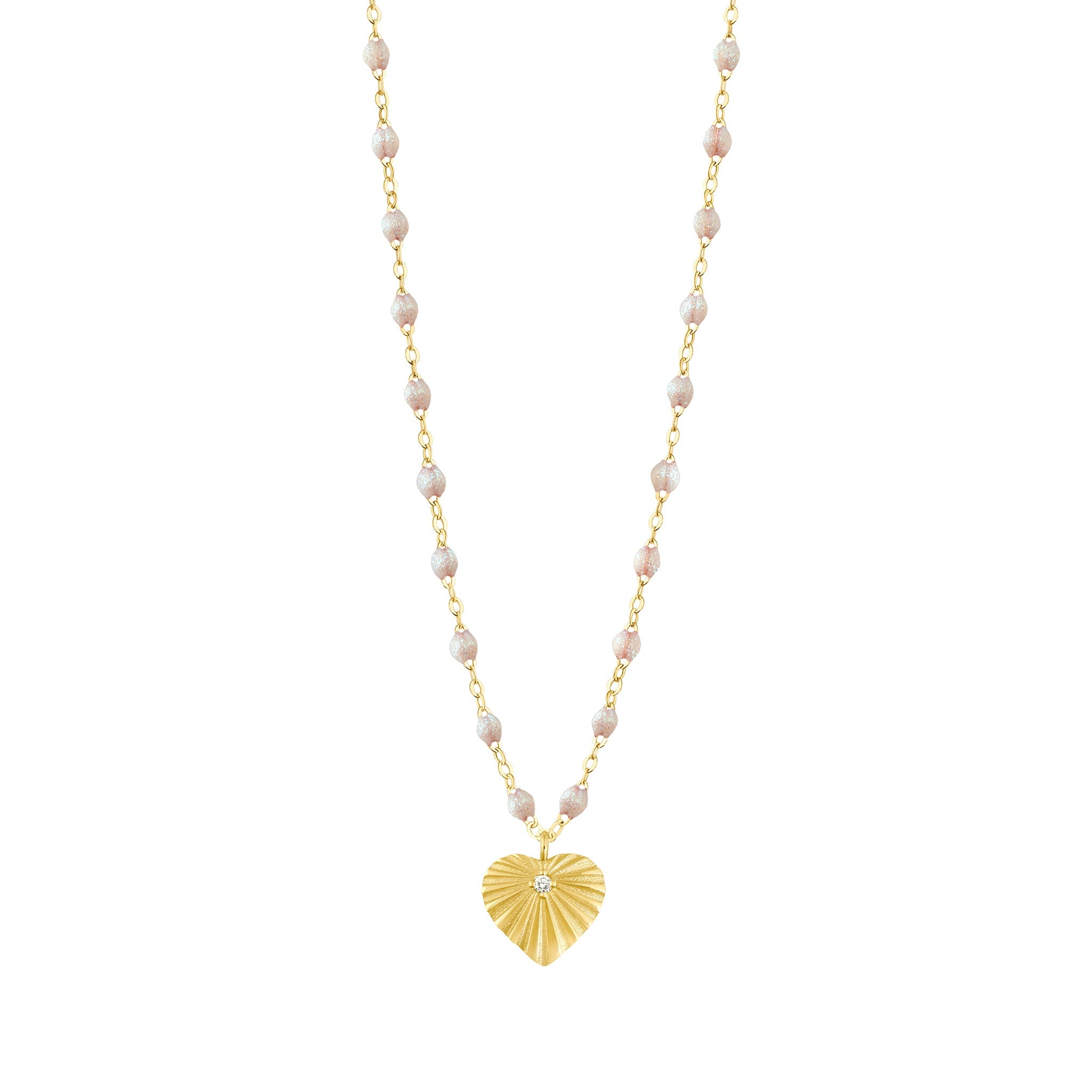 Gigi Clozeau - Heart Lumière Opal Diamond Necklace, Yellow Gold, 16.5"